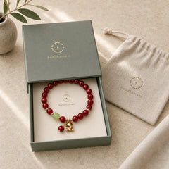 "Wishing You Good Fortune and Joy" Cat Cinnabar Bracelet Includes Gift Message Card featuring Cinnabar