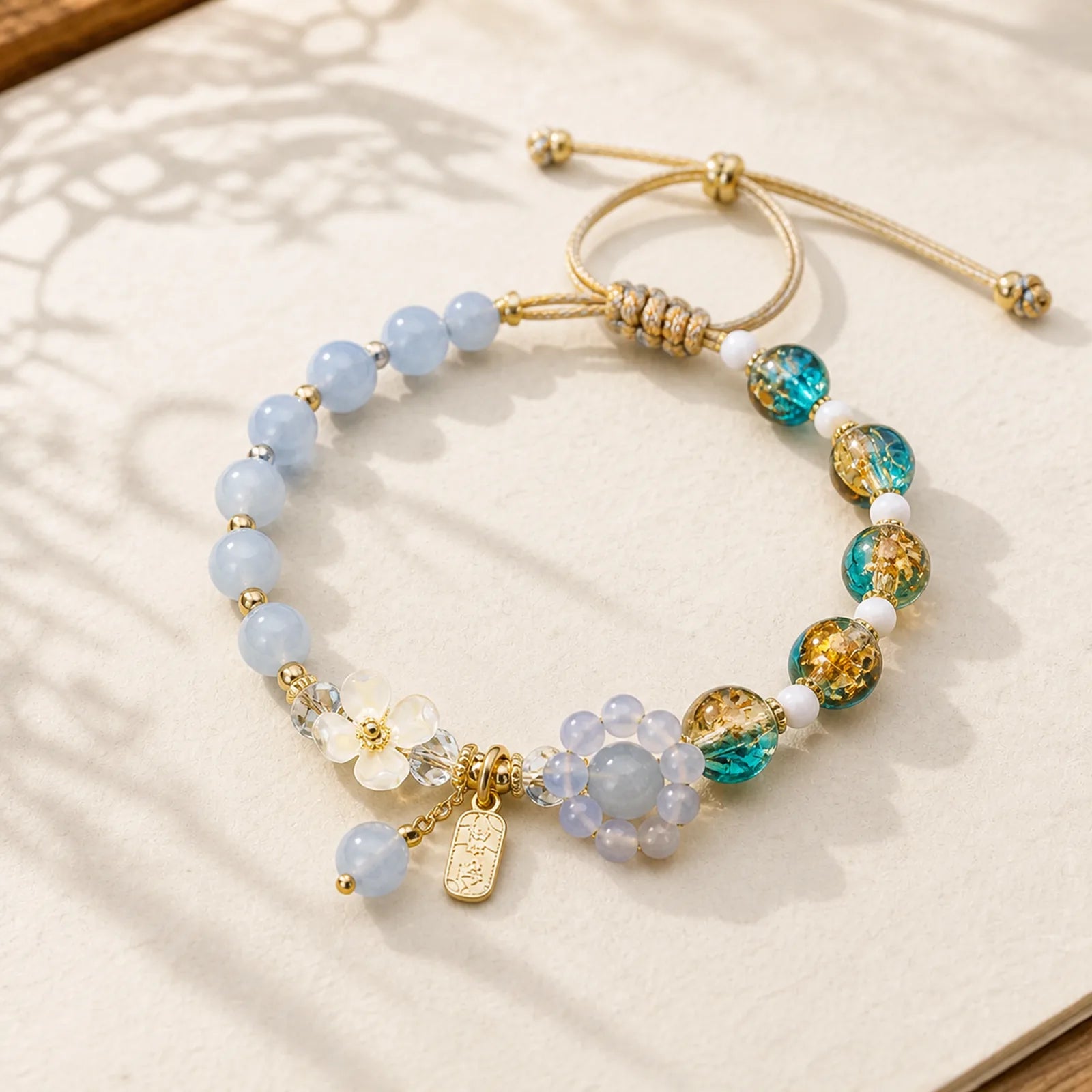 "Wishing You Healing and Grace" Blue Chalcedony Bracelet Includes Gift Message Card featuring Blue Chalcedony, Chalcedony