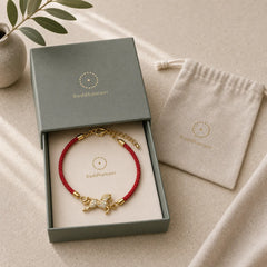 "Wishing You Health and Good Fortune" Year of the Horse Includes Gift Message Card featuring Horse, Red String, Silver