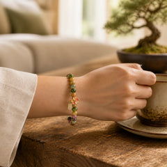 "Wishing You Joy in Every Color" Tourmaline Jade Bracelet Includes Gift Message Card featuring Tourmaline, Jade