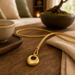 "Wishing You Lasting Peace" 24k Gold Plated Copper Peace Buckle Necklace Includes Gift Message Card featuring Copper, Peace Buckle