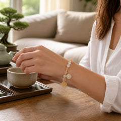 "Wishing You Light and Happiness" Sun Stone Bracelet Includes Gift Message Card featuring Sun Stone