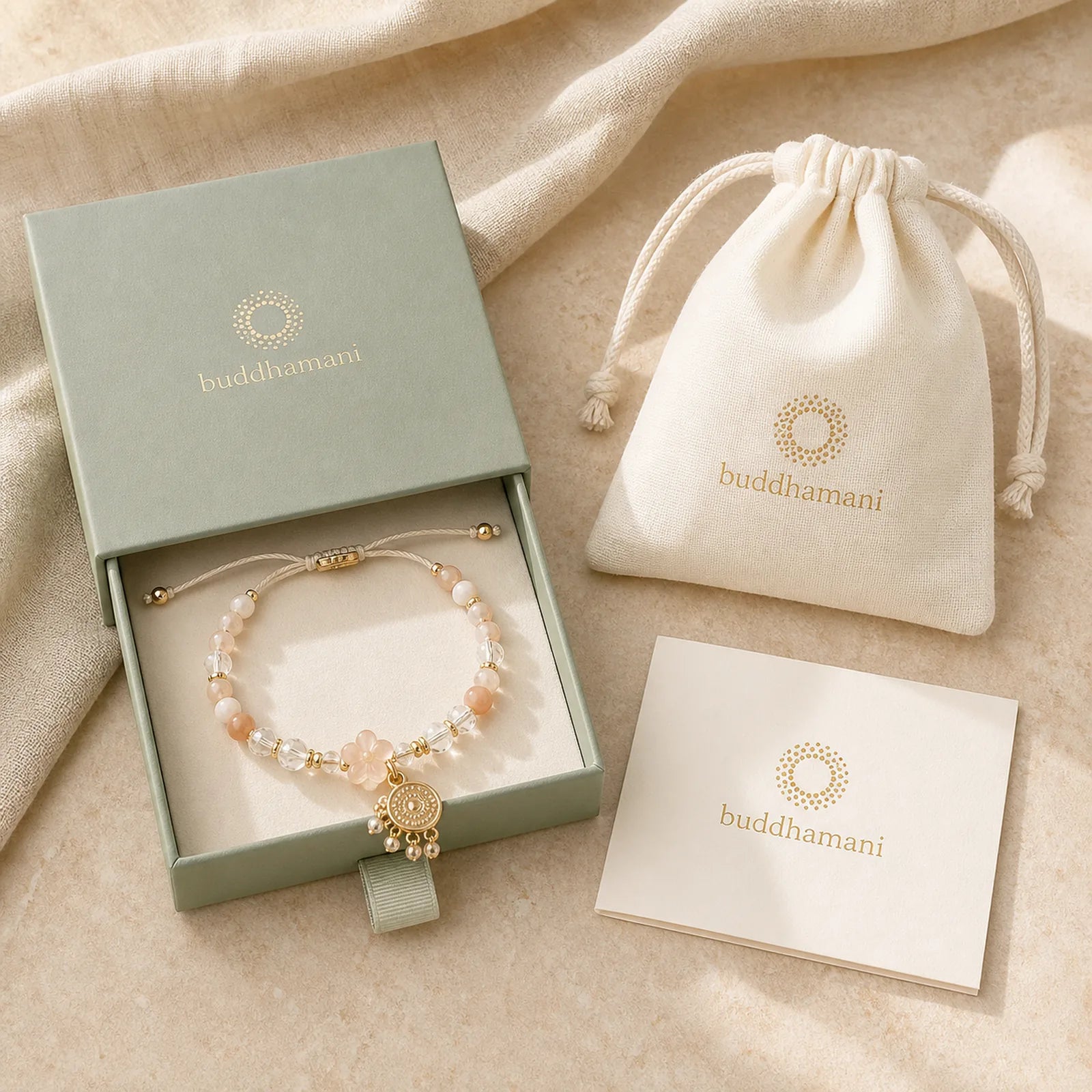 "Wishing You Light and Happiness" Sun Stone Bracelet Includes Gift Message Card featuring Sun Stone