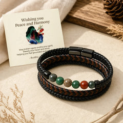 "Wishing You Peace and Harmony" Indian Agate Bracelet Includes Gift Message Card featuring Indian Agate