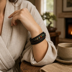 "Wishing You Peace and Harmony" Indian Agate Bracelet Includes Gift Message Card featuring Indian Agate
