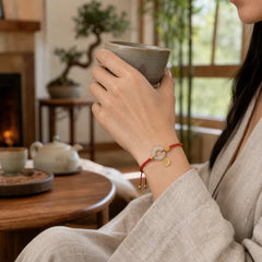 "Wishing You Peace and Protection" Jade Red Rope Bracelet Includes Gift Message Card featuring Jade, White Jade, Peace Buckle