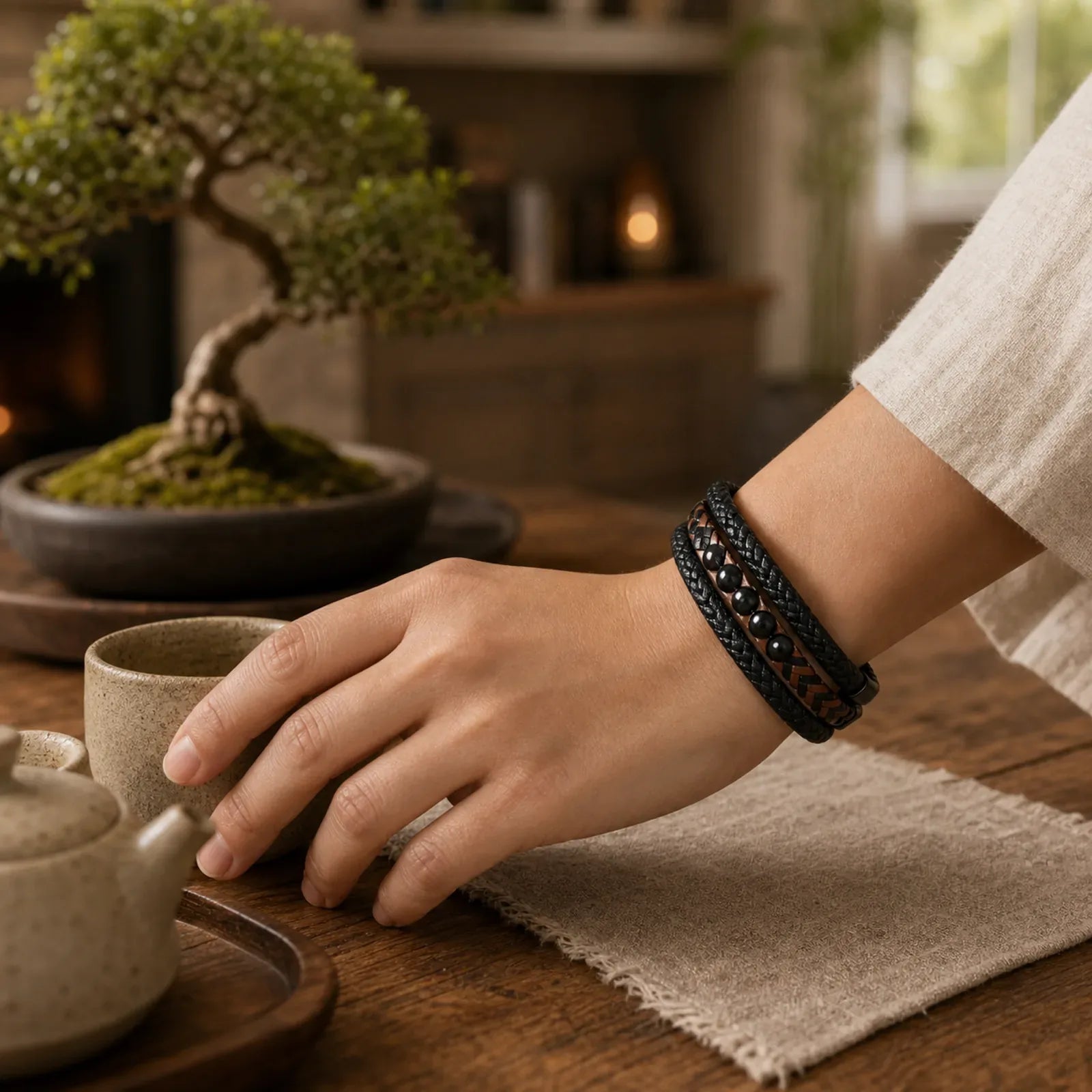 "Wishing You Protection and Strength" Black Onyx Bracelet Includes Gift Message Card featuring Black Onyx