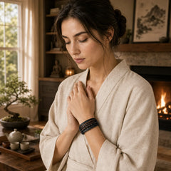 "Wishing You Protection and Strength" Black Onyx Bracelet Includes Gift Message Card featuring Black Onyx