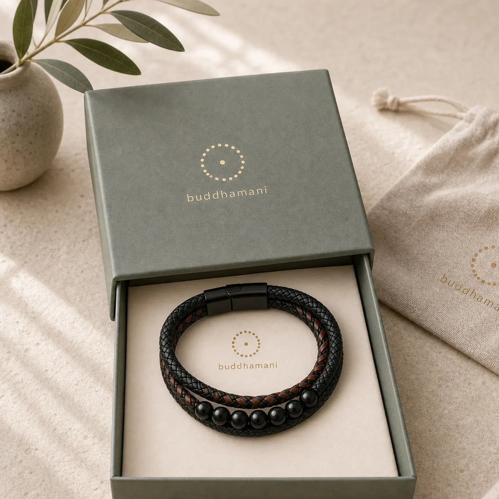 "Wishing You Protection and Strength" Black Onyx Bracelet Includes Gift Message Card featuring Black Onyx