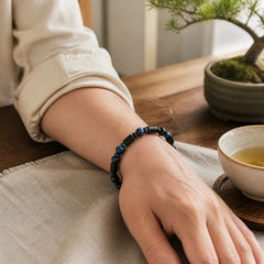 "Wishing You Strength and Clarity" Blue Tiger Eye Bracelet Includes Gift Message Card featuring Blue Tiger Eye, Tiger Eye, Tourmaline