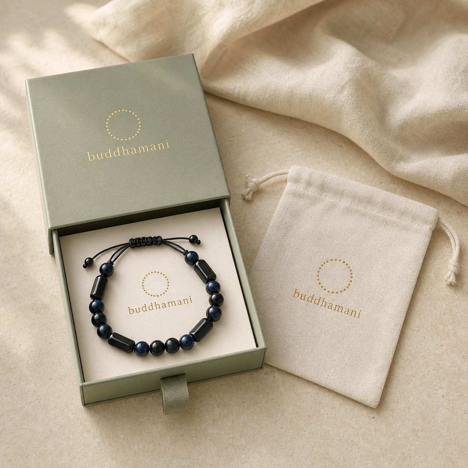 "Wishing You Strength and Clarity" Blue Tiger Eye Bracelet Includes Gift Message Card featuring Blue Tiger Eye, Tiger Eye, Tourmaline