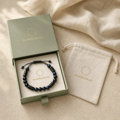 "Wishing You Strength and Clarity" Blue Tiger Eye Bracelet Includes Gift Message Card featuring Blue Tiger Eye, Tiger Eye, Tourmaline