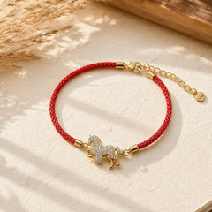 "Wishing You Success & Good Luck" Year of the Horse String Includes Gift Message Card featuring Horse, Red String, Silver