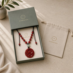 Year Of The Dragon Natural Cinnabar Hetian Jade Bead Copper Coin Attract Wealth Strength Necklace Pendant featuring Dragon, Cinnabar, Jade
