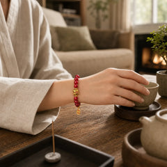 Year Of The Horse Cinnabar Blessing Bracelet featuring Horse, Cinnabar