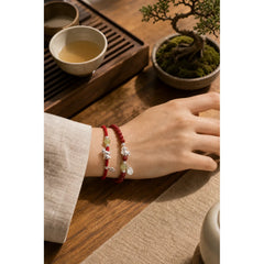 Year Of The Horse Cinnabar Hetian Jade 999 Sterling Silver Red String Concentration Bracelet featuring Horse, Cinnabar, Jade