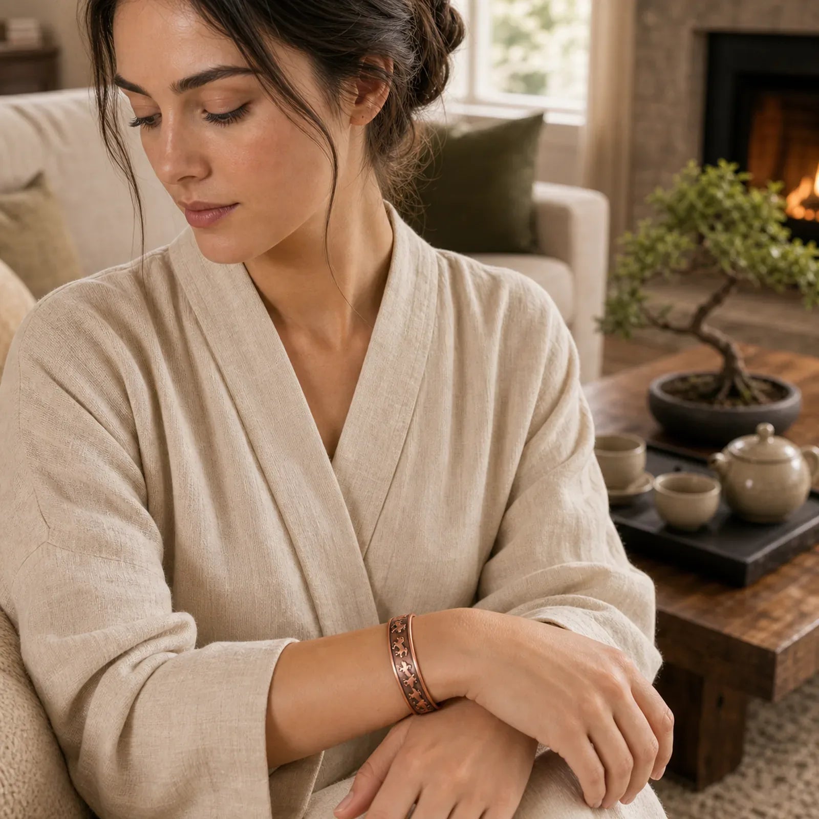 Year Of The Horse Copper Open Self Care Cuff Bracelet Bangle featuring Horse, Copper