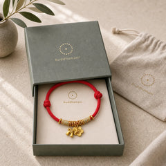 Year Of The Horse Flower Charm Red String Connection Handmade Bracelet featuring Horse, Red String, Copper