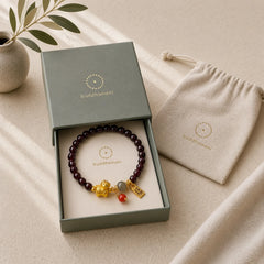 Year Of The Horse Garnet Fu Character Lucky Fortune Charm Protection Bracelet featuring Horse, Garnet, Fu Character