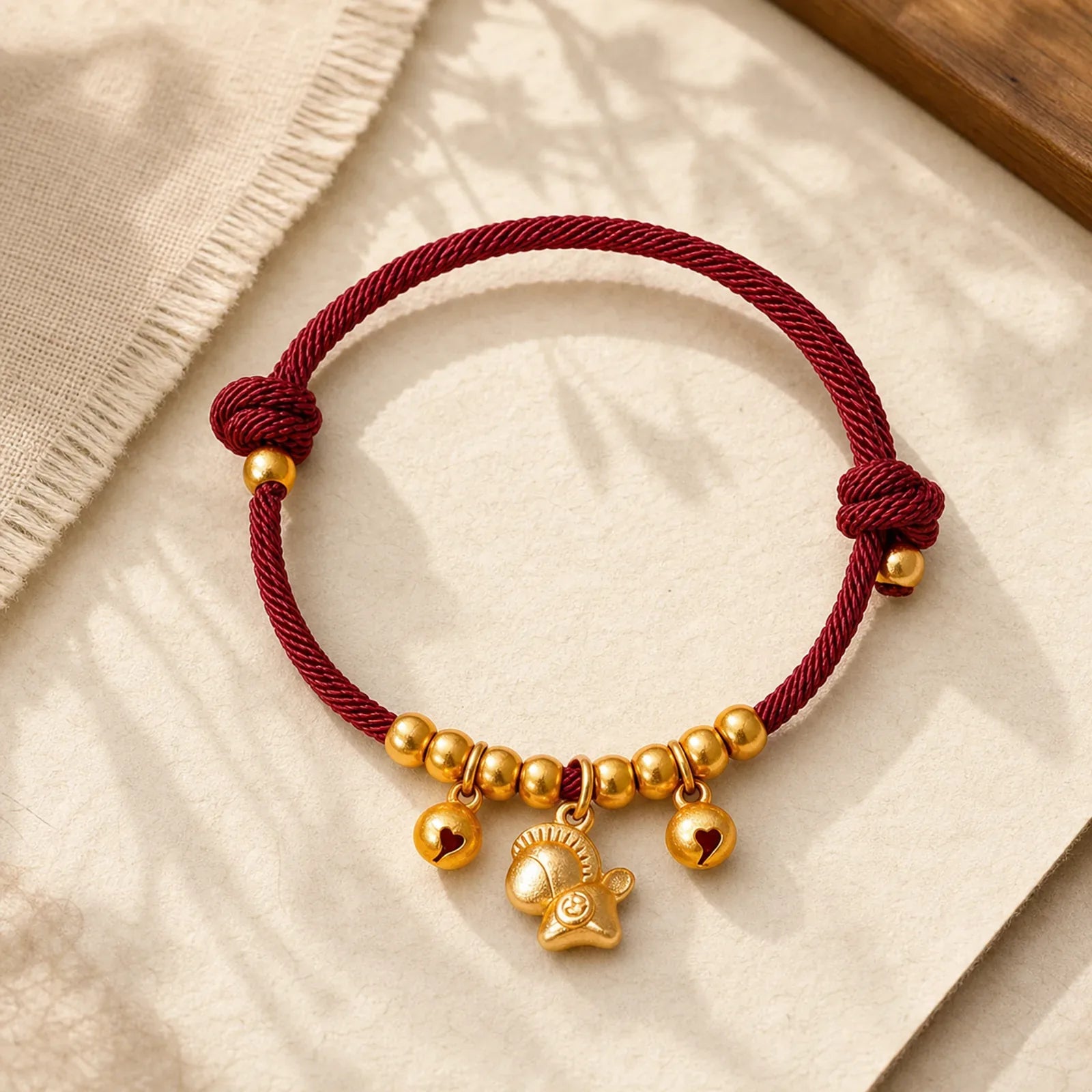 Year Of The Horse Multiple Horse Styles Rope Luck Strength Adjustable Bracelet featuring Horse, Red String, Copper