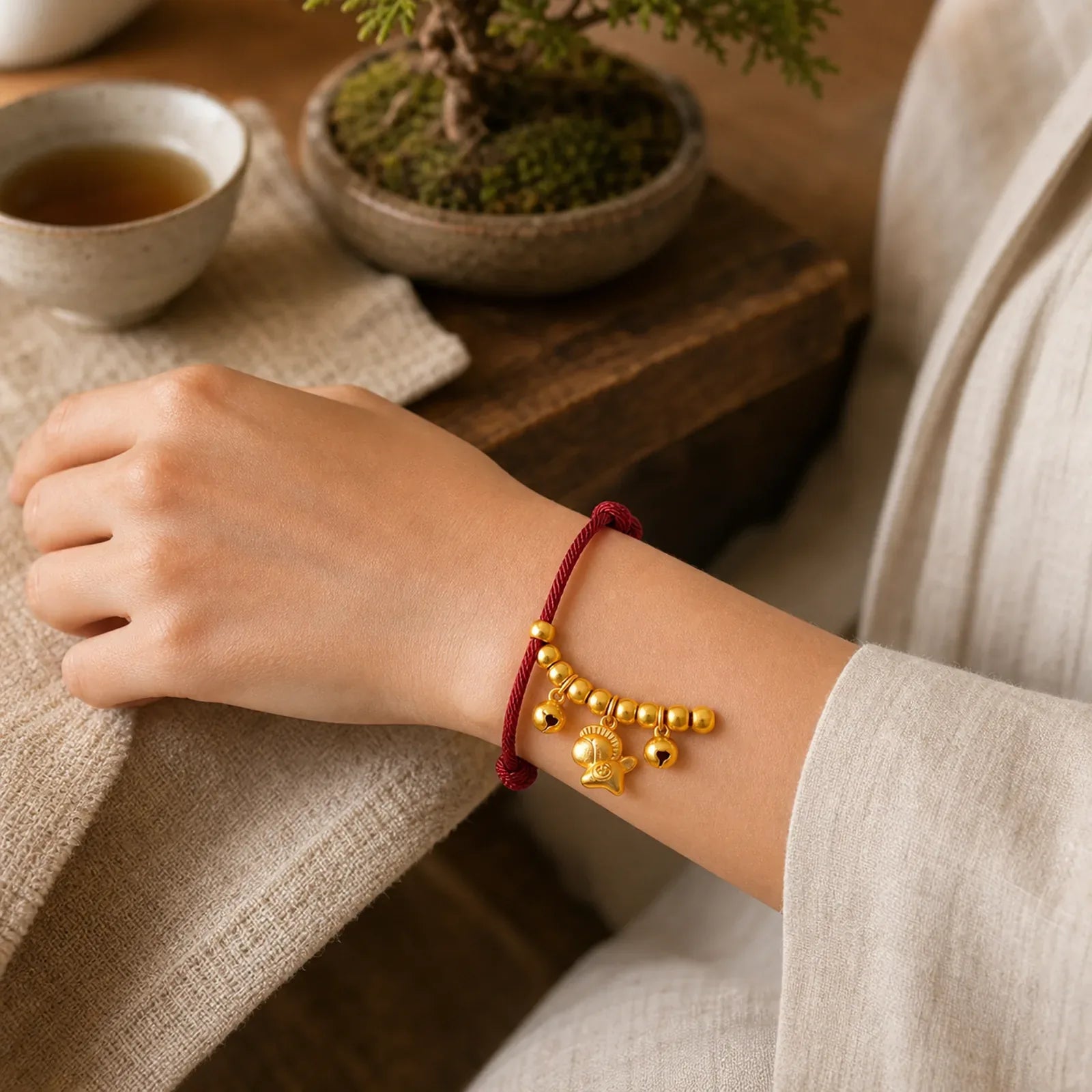 Year Of The Horse Multiple Horse Styles Rope Luck Strength Adjustable Bracelet featuring Horse, Red String, Copper