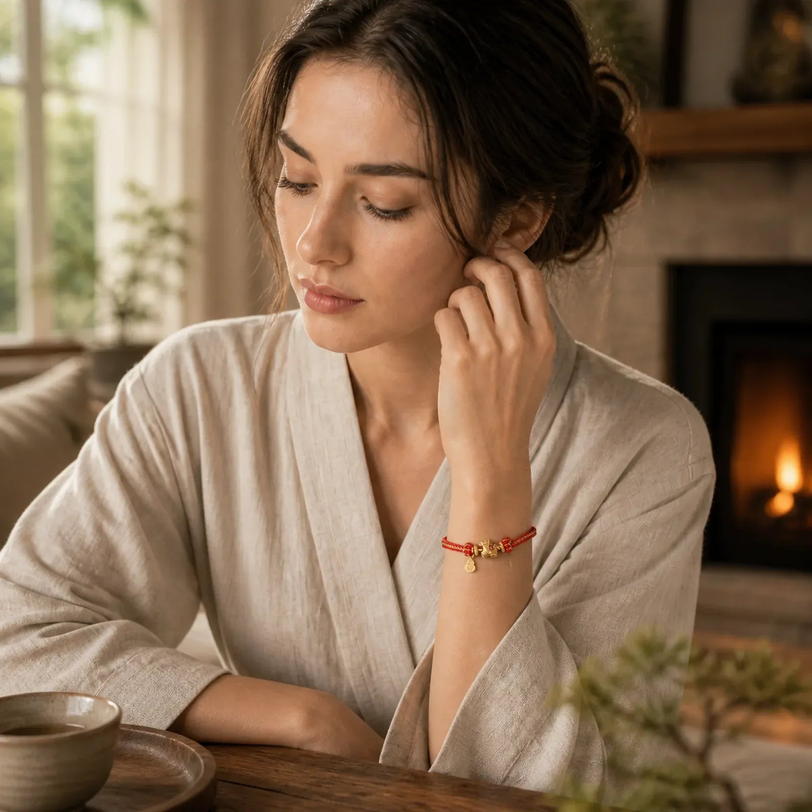 Year Of The Horse Red String Copper Braided Luck Bracelet featuring Horse, Red String, Copper
