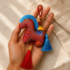 Year Of The Horse Red String Embroidery Ingot Tassel Decoration featuring Horse, Red String