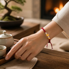 Year Of The Horse Red String White Agate Connection Braided Bracelet featuring Horse, Red String, White Agate