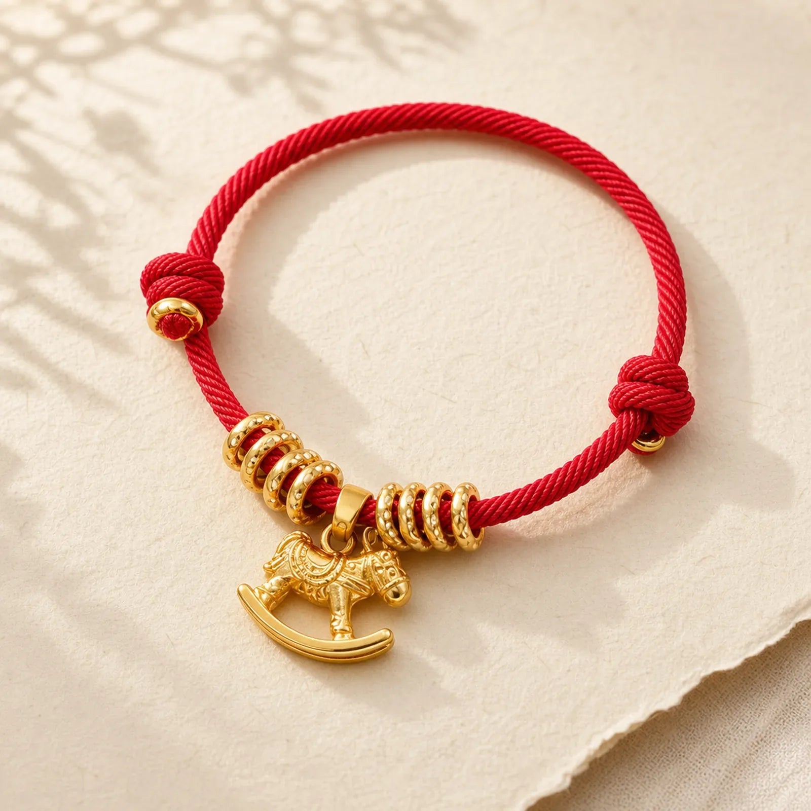 Year Of The Horse Simple Horse Circle Charm Rope Faith Bracelet featuring Horse, Red String