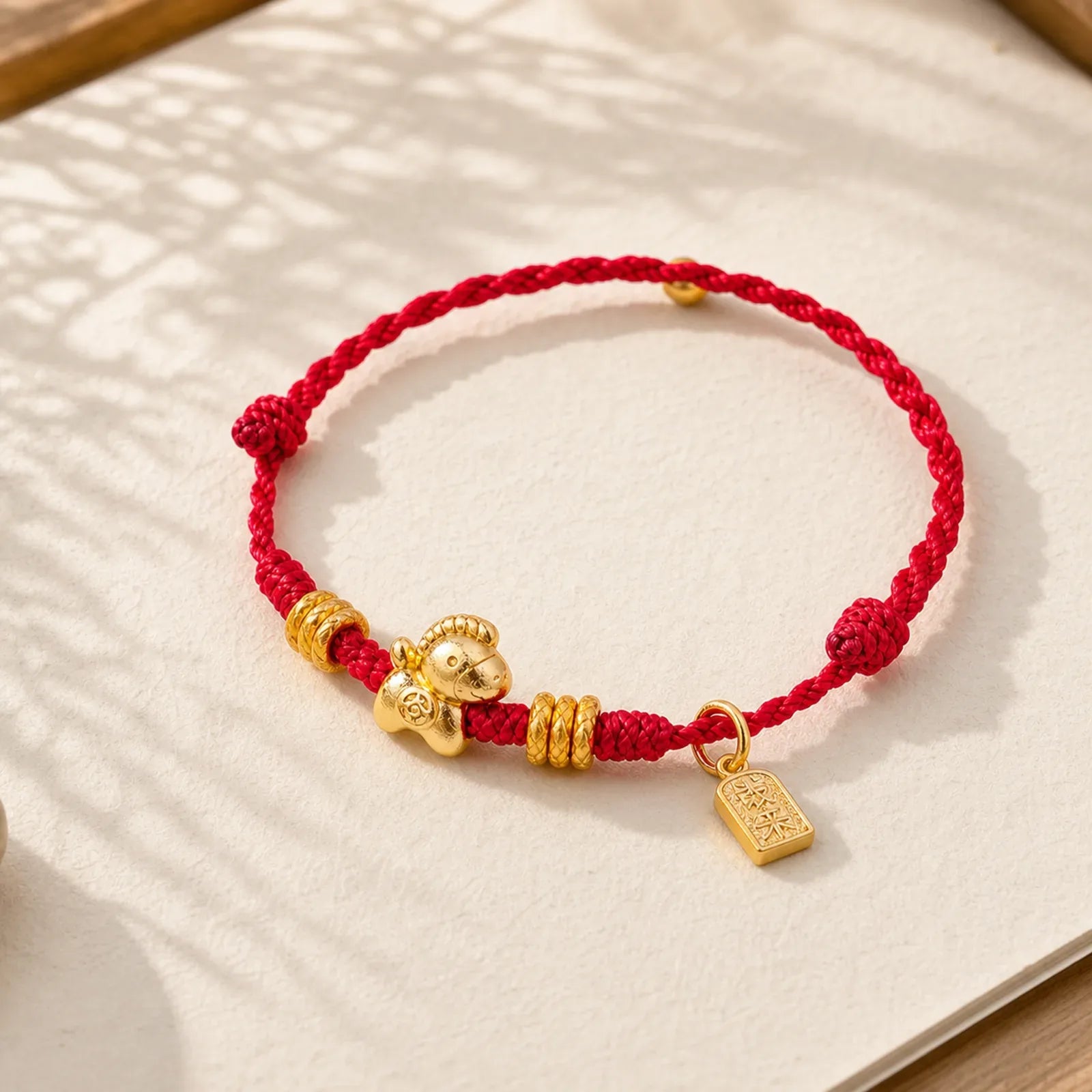 Year Of The Horse Success Strength Braided String Adjustable Bracelet featuring Horse, Red String