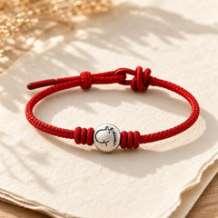Year of the Horse 999 Sterling Silver Red String Braided Connection Bracelet featuring Horse, Silver, Red String