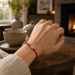 Year of the Horse 999 Sterling Silver Red String Copper Coins Braided Luck Bracelet featuring Horse, Silver, Red String