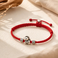 Year of the Horse 999 Sterling Silver String Braided Protection Bracelet featuring Horse, Silver, Dragon