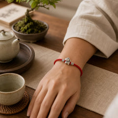 Year of the Horse 999 Sterling Silver String Braided Protection Bracelet featuring Horse, Silver, Dragon