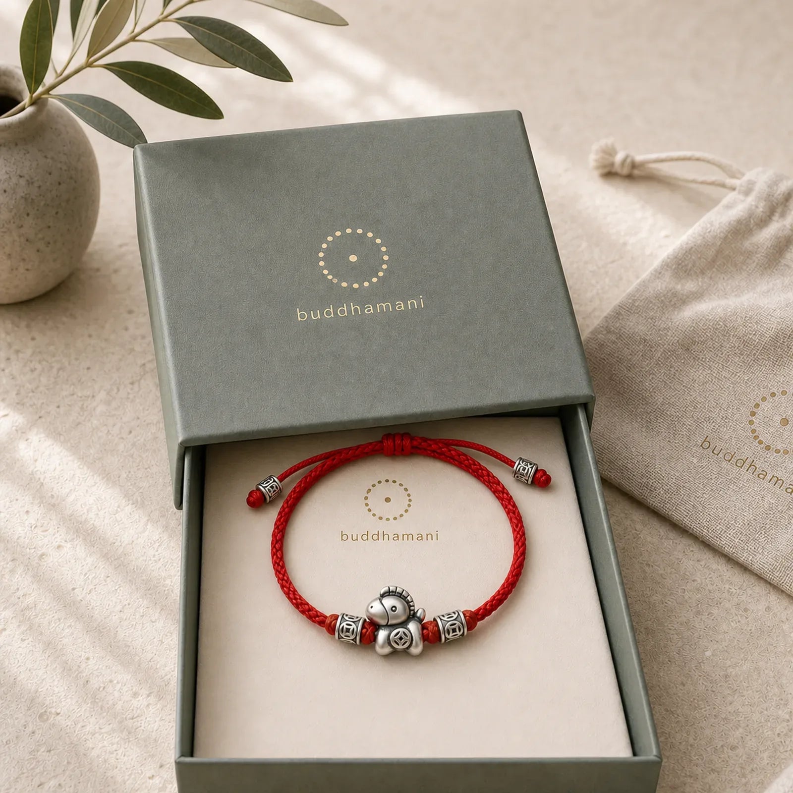 Year of the Horse 999 Sterling Silver String Braided Protection Bracelet featuring Horse, Silver, Dragon