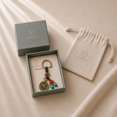 Year of the Horse Bringing in Wealth and Treasure Brass Key Chain featuring Horse, Dragon