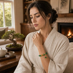 Year of the Snake Green Agate Citrine Power Bracelet featuring Green Agate, Citrine, Copper