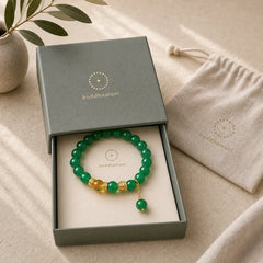 Year of the Snake Green Agate Citrine Power Bracelet featuring Green Agate, Citrine, Copper