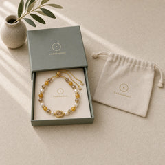 Yellow Cat's Eye Stone Pearl Gourd Prosperity Bracelet featuring Yellow Cat's Eye, Cat's Eye / Chrysoberyl, Pearl