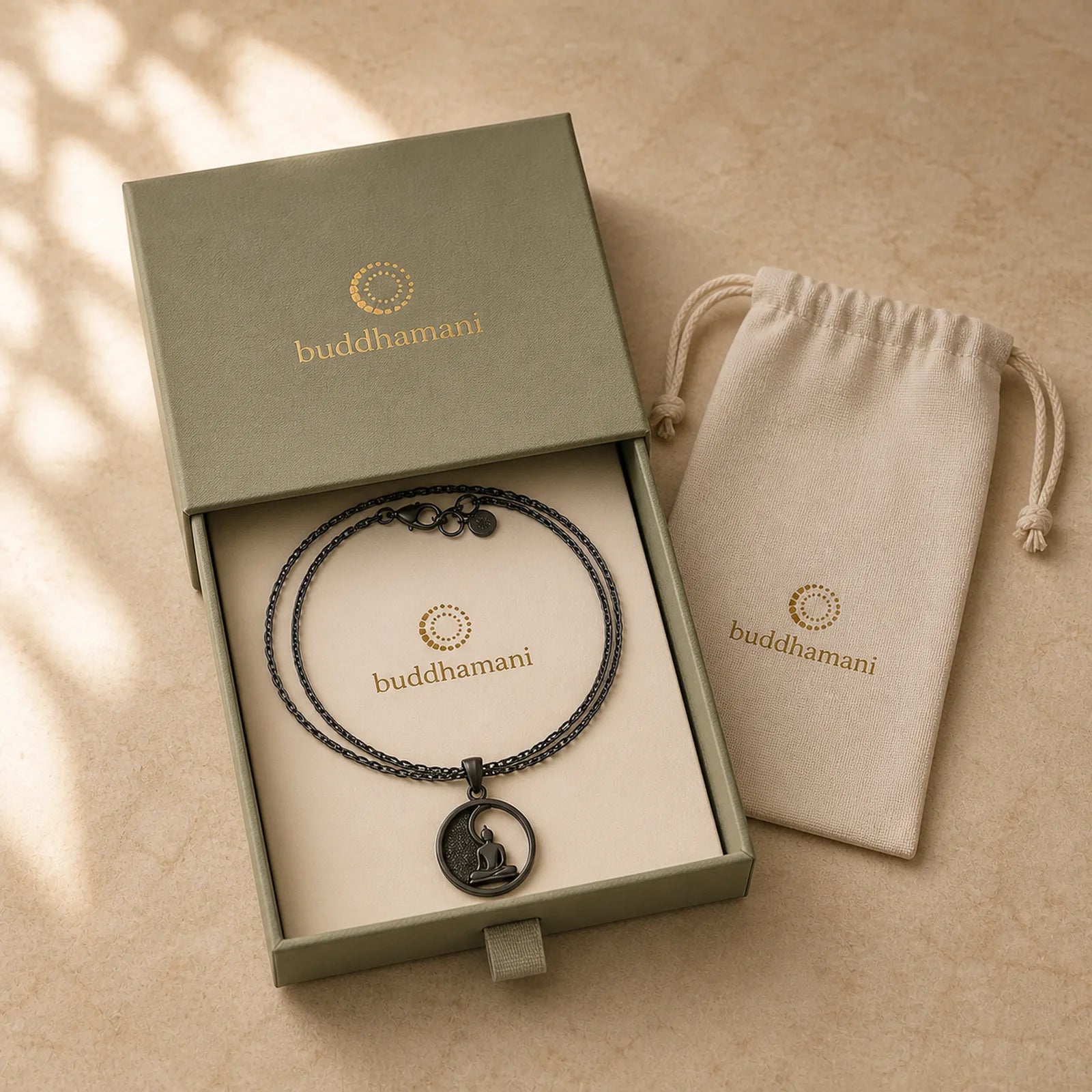 Yin Yang Buddha Figure Hollow Design Stainless Steel Balance Necklace Pendant featuring Yin Yang Symbol, Buddha Symbol