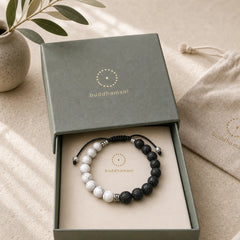 Yin Yang Lava Stone Protection Bracelet featuring Lava Rock, White Turquoise, Turquoise