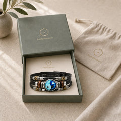 Yin Yang Leather Balance Bracelet featuring Yin Yang Symbol