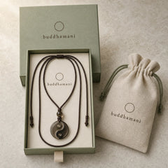 Yin Yang Symbol Ice Obsidian Positive Necklace Pendant featuring Yin Yang Symbol, Ice Obsidian, Obsidian