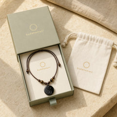 Yin Yang Symbol Om Mani Padme Hum Black Obsidian Strength Necklace Pendant featuring Yin Yang Symbol, Om Mani Padme Hum, Om