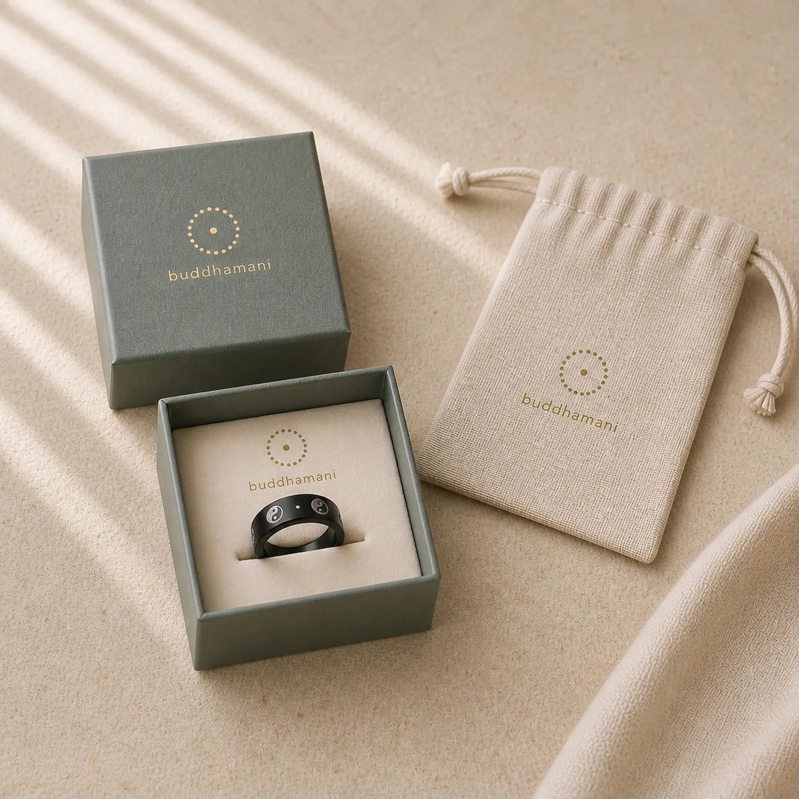 Yin Yang Titanium Steel Balance Rotatable Ring featuring Titanium Steel, Yin Yang Symbol