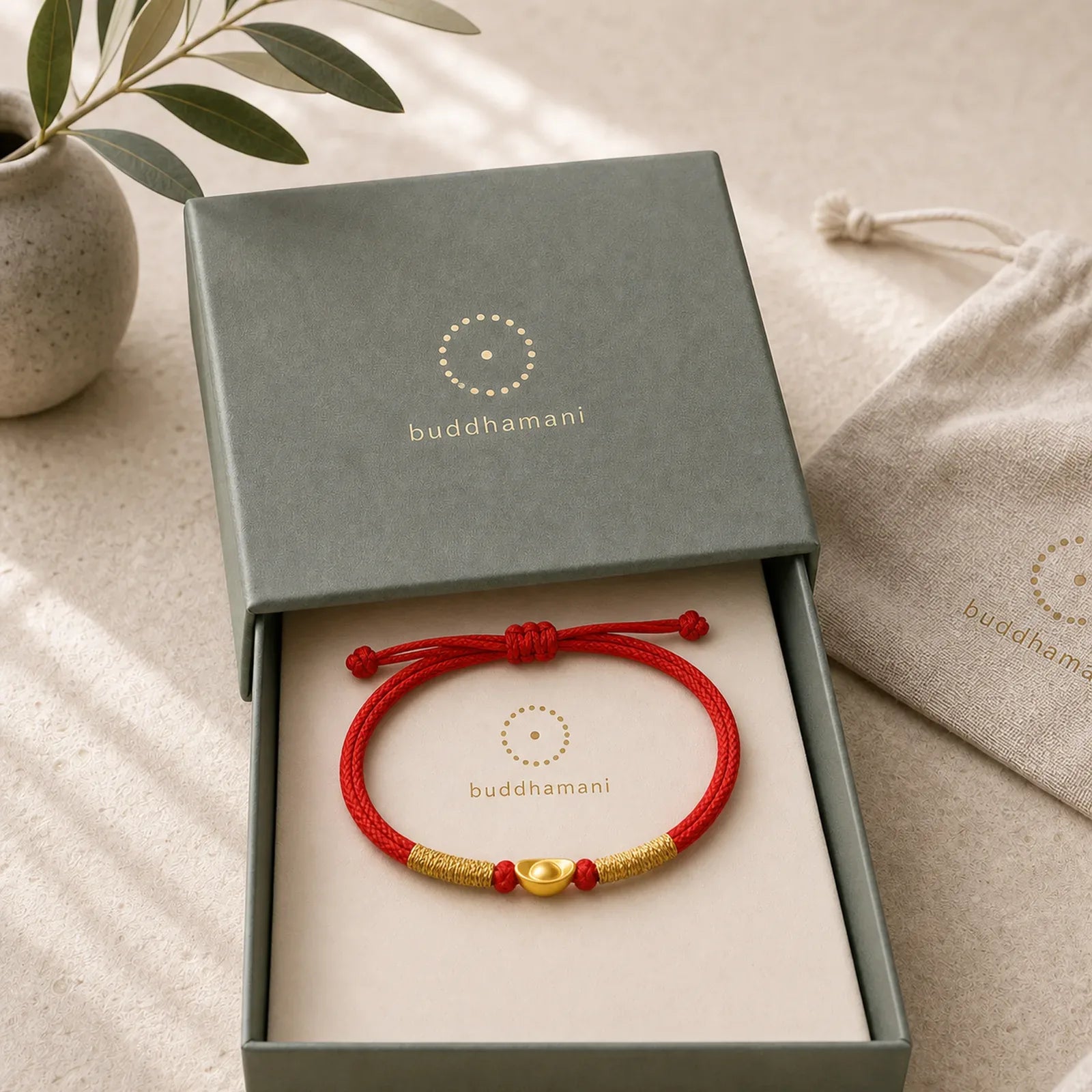 Yuanbao Red String Braided Luck Bracelet featuring Red String