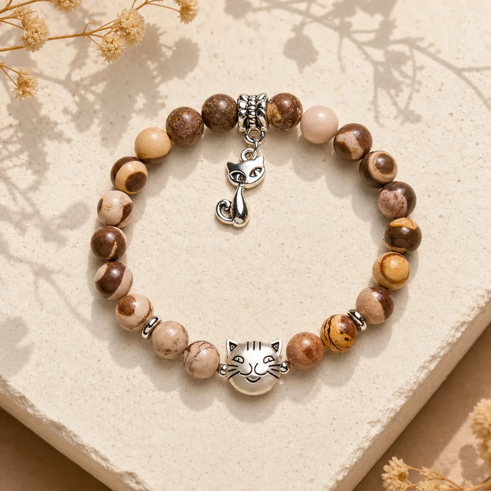 Zebra Jasper Agate Bead Positive Bracelet featuring Zebra Jasper, Copper