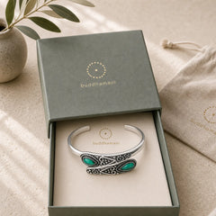 Zircon Water Drop Pattern Healing Cuff Bracelet Bangle featuring Malachite, Moonstone, Copper