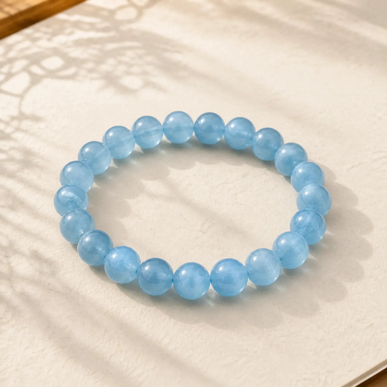 Buddhastoneshop Aquamarine Beads Peace Healing Bracelet featuring Aquamarine