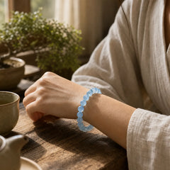 Buddhastoneshop Aquamarine Beads Peace Healing Bracelet featuring Aquamarine